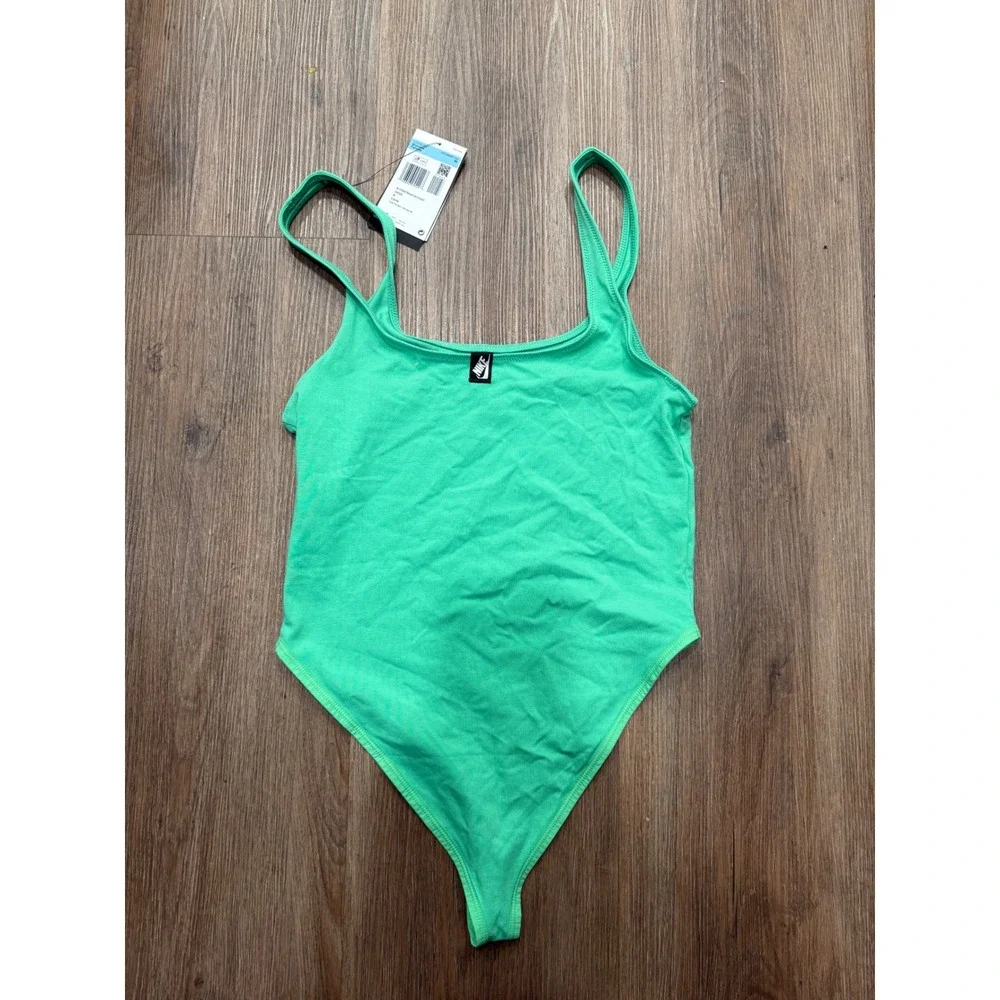 Nike Womens Streetwear Bodysuit Green FJ5219-363 Medium NWT
